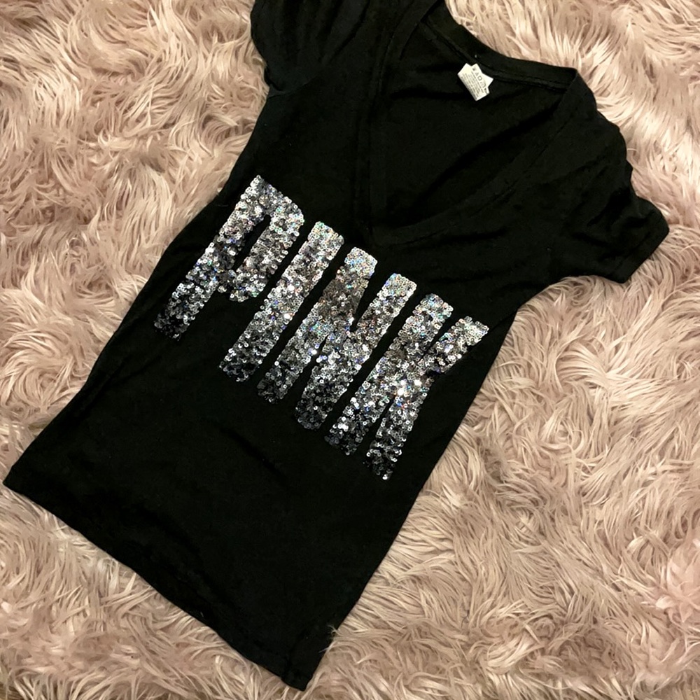 Victoria secret pink V neck bling letters